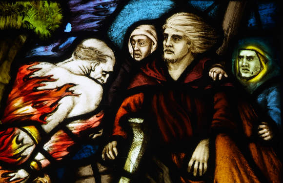 Harry Clarke, The Meeting of St Brendan with the Unhappy Judas (detail), 1911. © Crawford Art Gallery, Cork